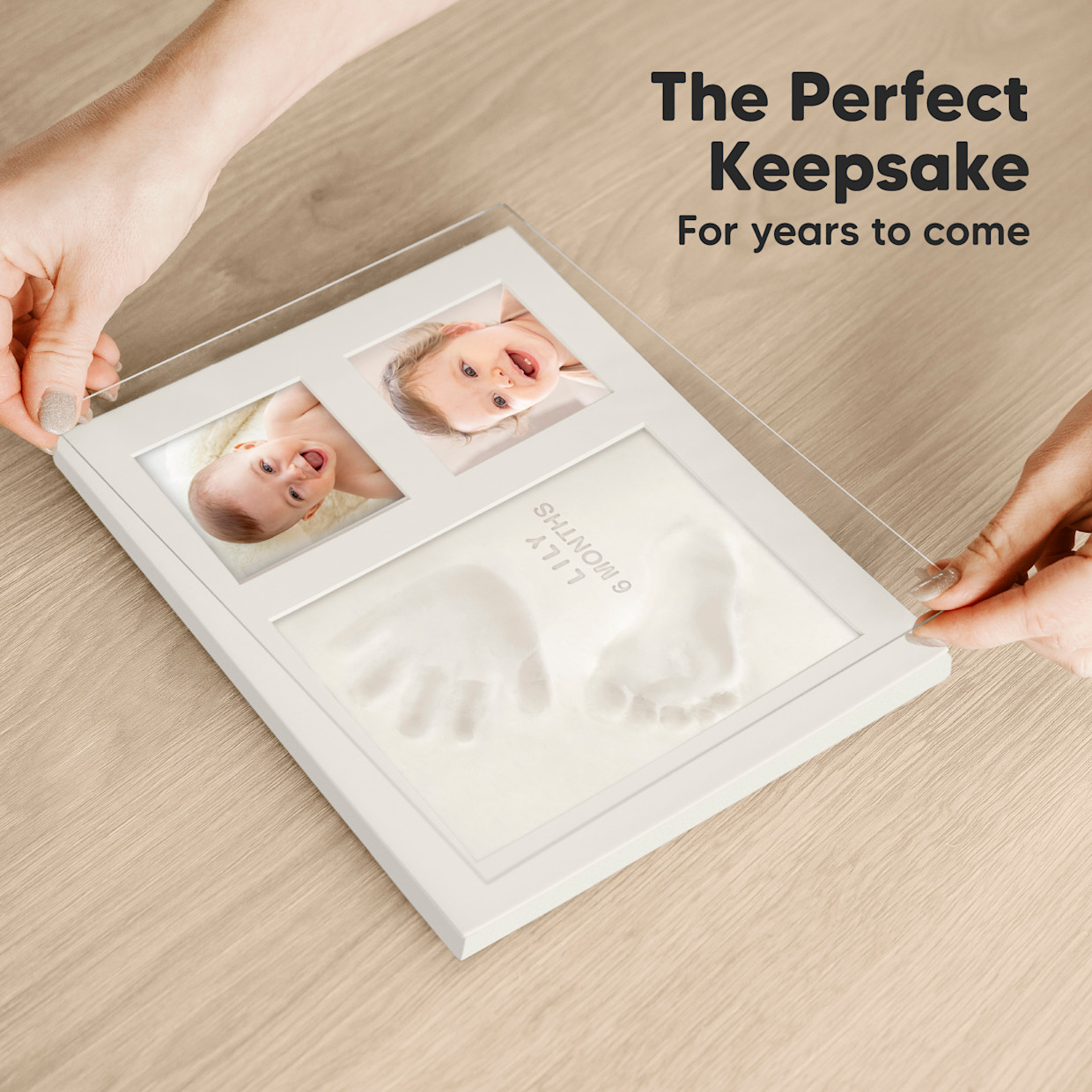KeaBabies Baby Handprint & Footprint Keepsake Solo Frame - Alpine White, Solo Frame.