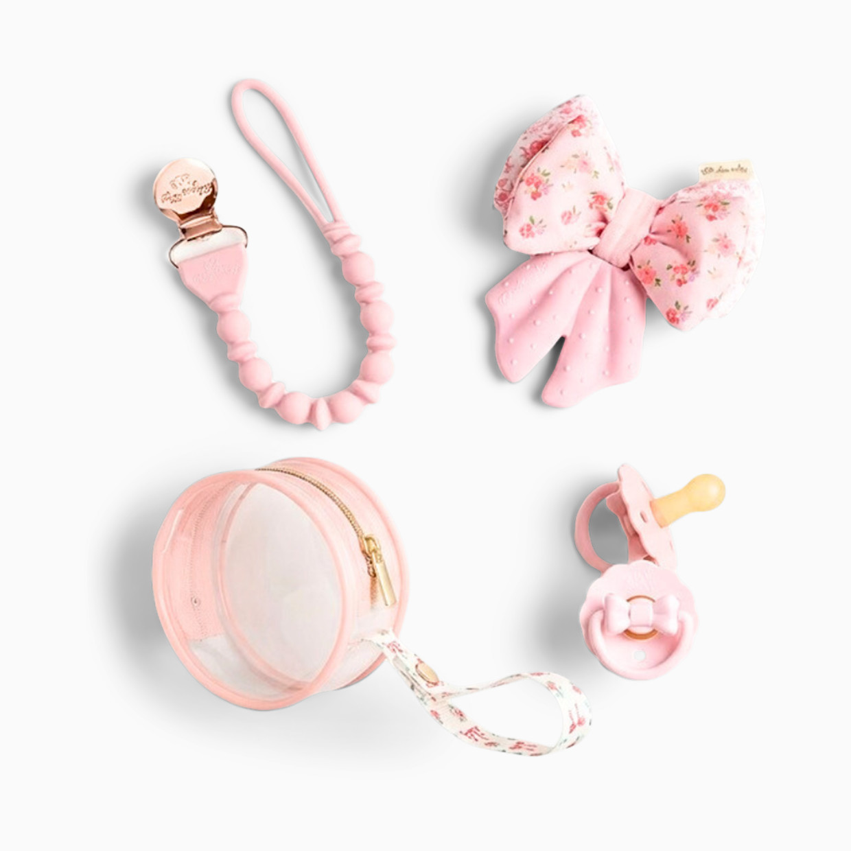 Itzy Ritzy Teether and Pacifier Gift Set - Ribbons & Roses, 0m -3m+.