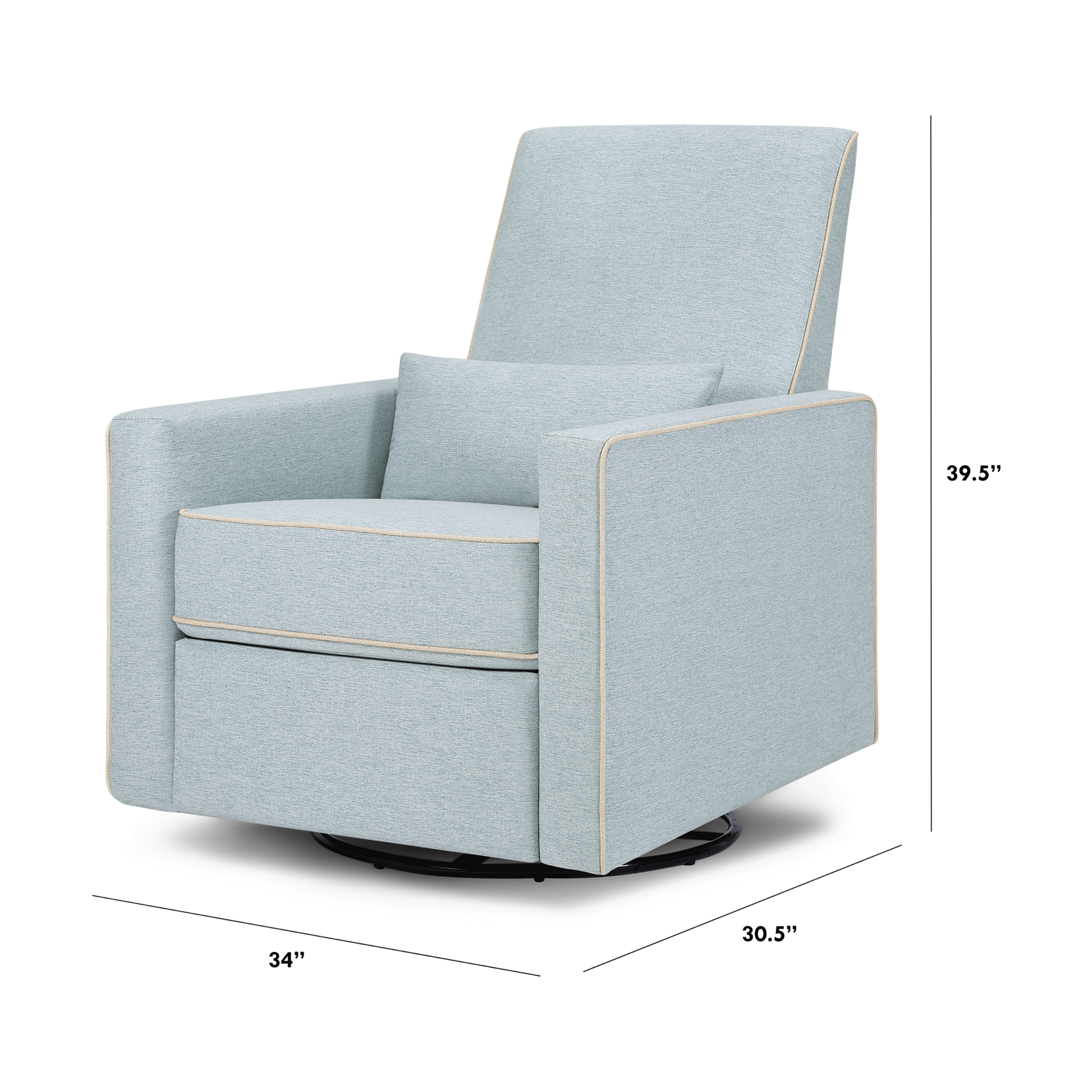 daVinci Piper Recliner - Heathered Blue With Cream Piping.