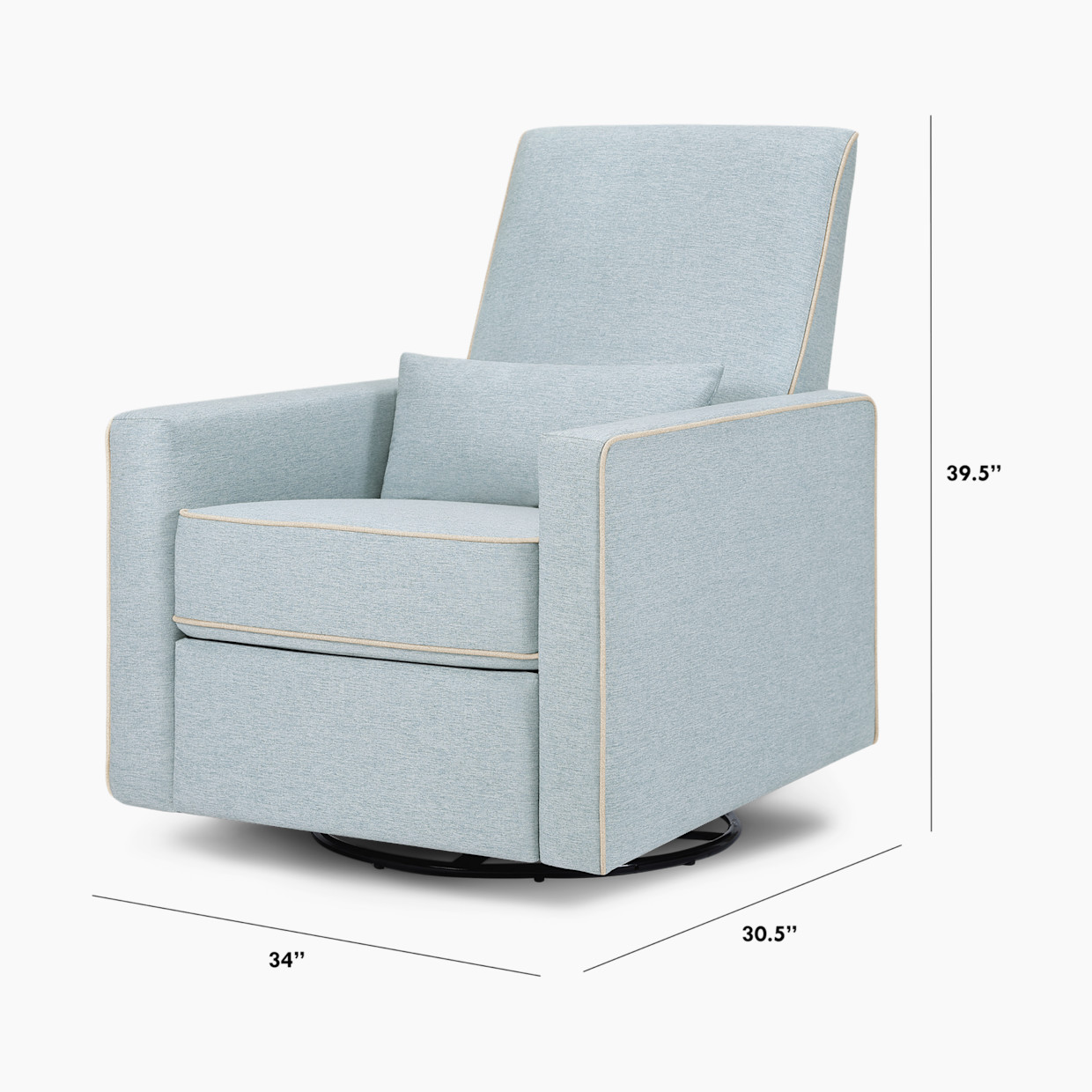 daVinci Piper Recliner - Heathered Blue With Cream Piping.