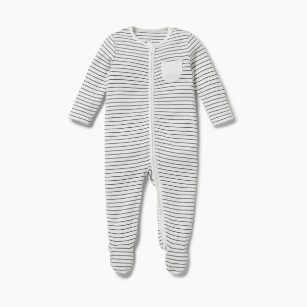 MORI Clever Zip Baby Pajamas - Grey Stripe, Nb.