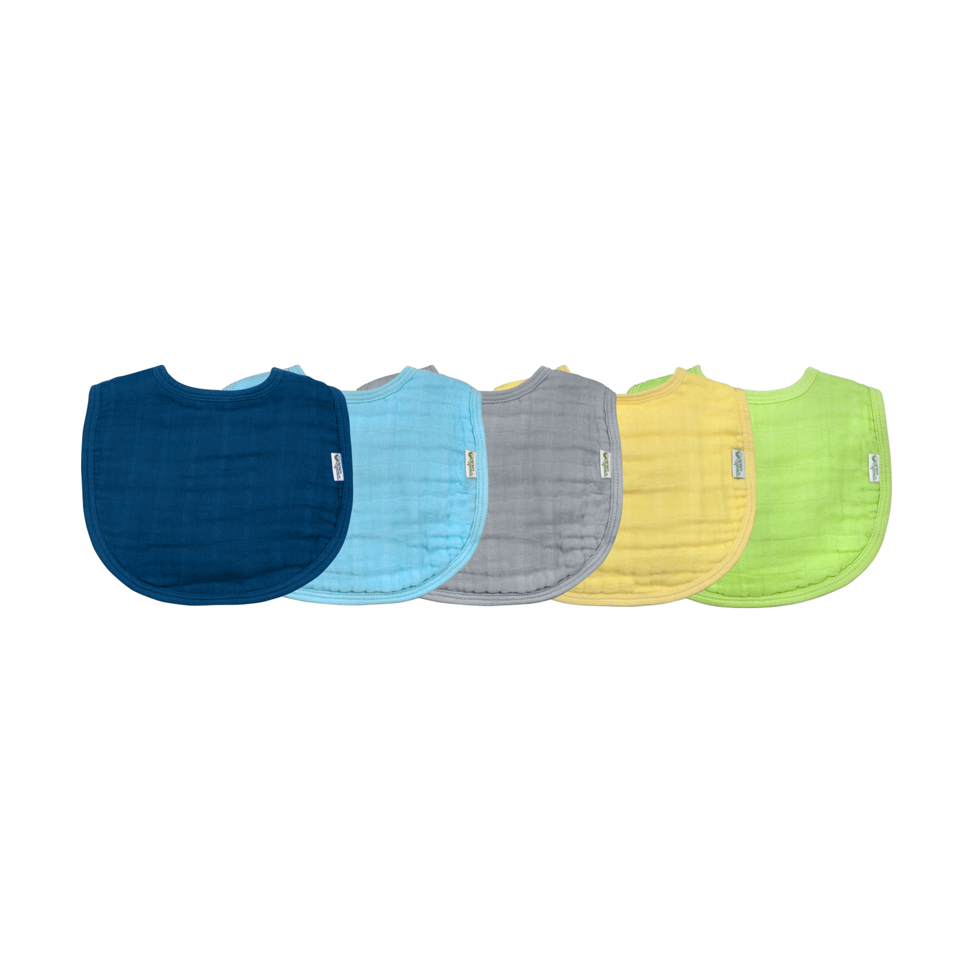 GREEN SPROUTS Organic Muslin Bibs (5 Pack) - Blue Set.