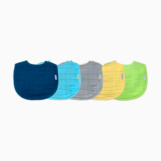 GREEN SPROUTS Organic Muslin Bibs (5 Pack) - Blue Set.