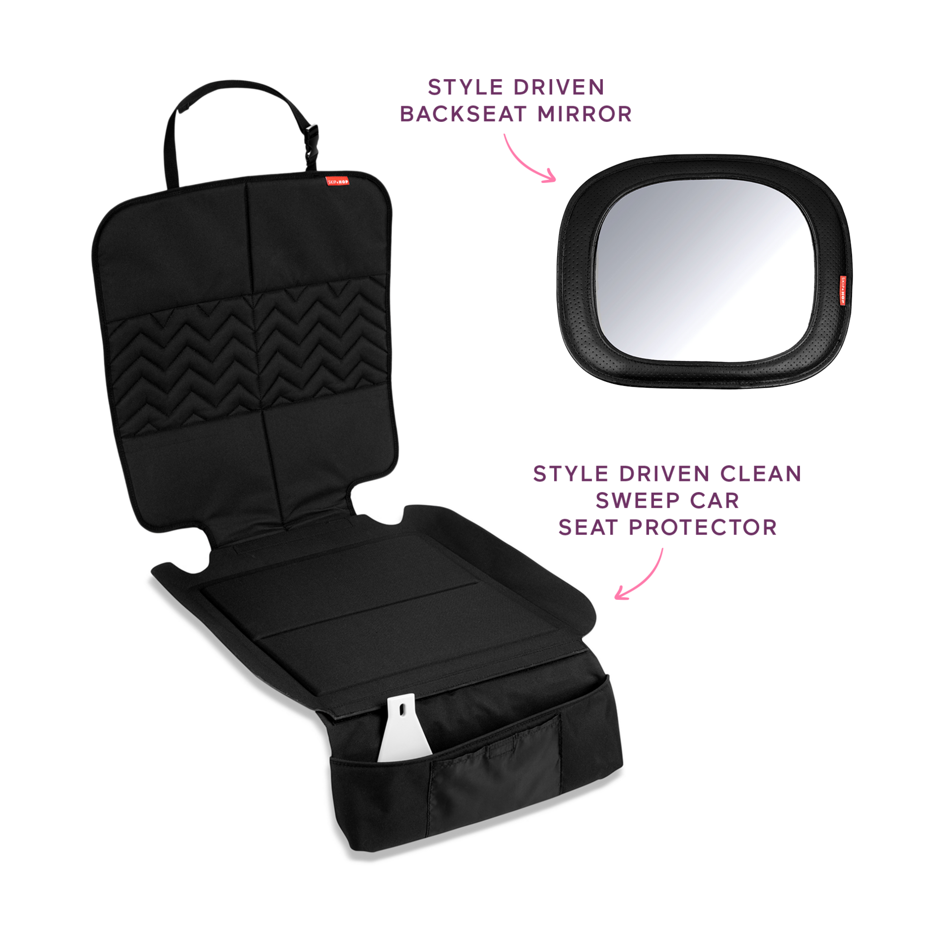 Skip Hop Backseat Mirror & Car Seat Protector Car Seat Bundle.