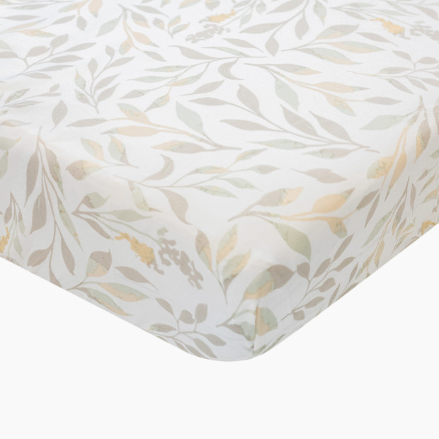 Crane Baby Cotton Sateen Crib Fitted Sheet - Willow Multi-Color Leaf.