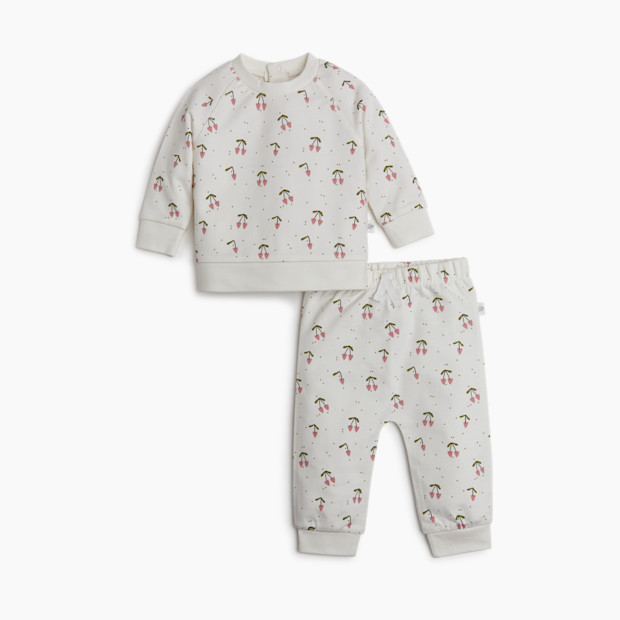 Tiny Kind 2-Piece Printed Sweatshirt & Jogger Set - Cherries, 3-6 M.