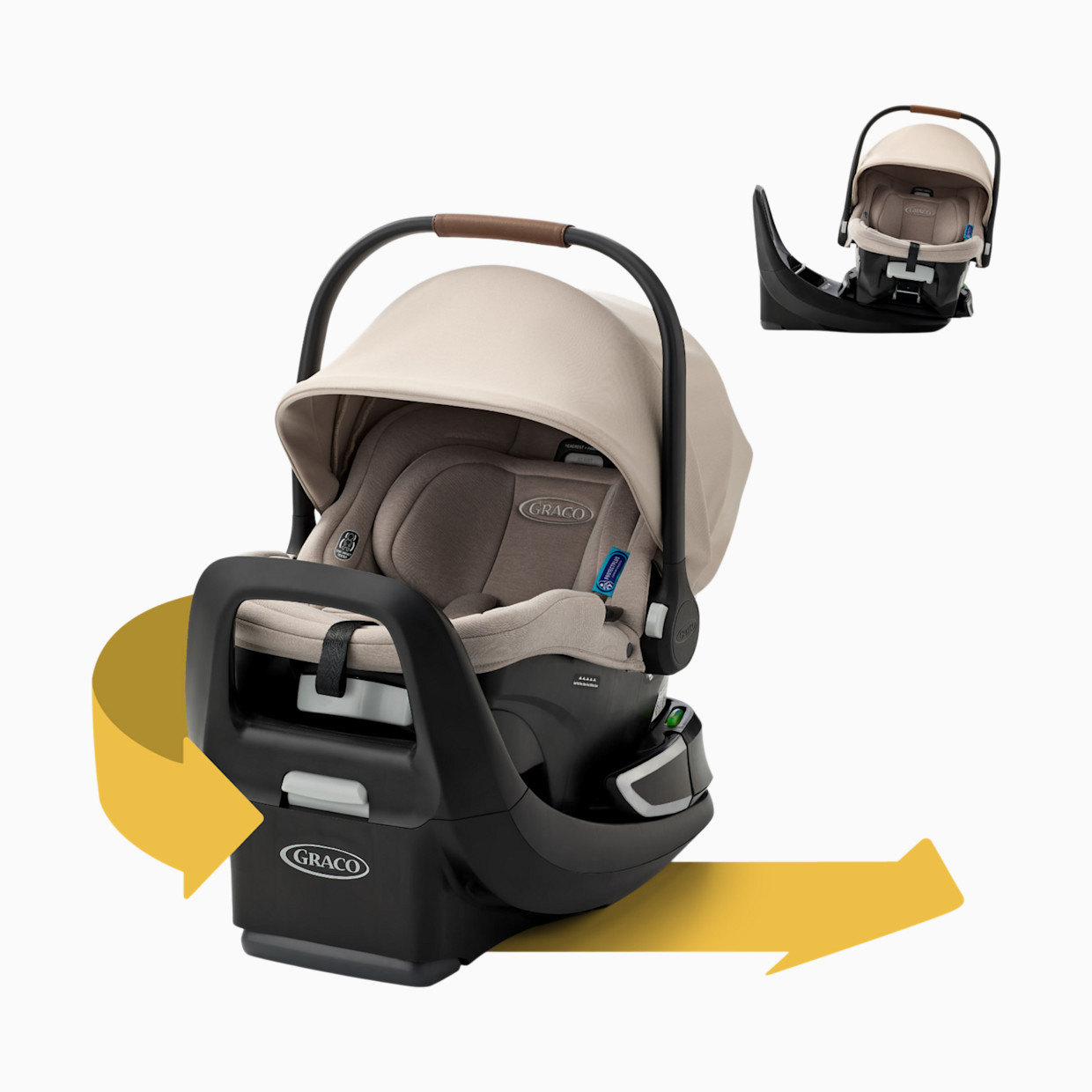 Graco SnugRide Turn & Slide Rotating Infant Car Seat - Sandstone.