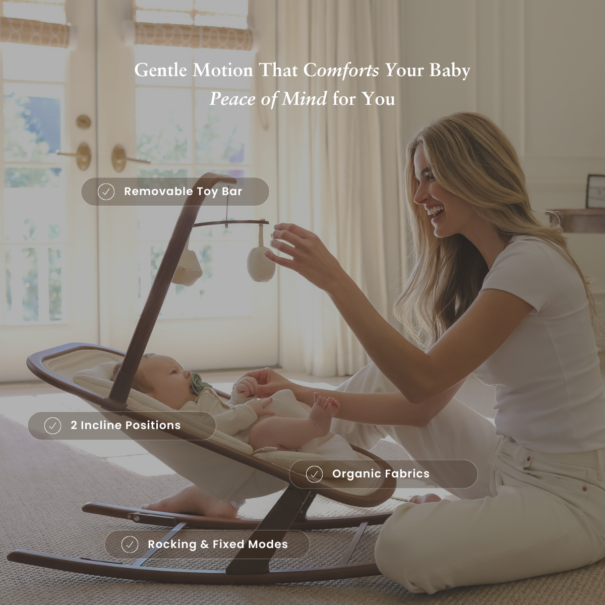 Snuggle Me Organic Infant Rocker - Natural/Walnut.