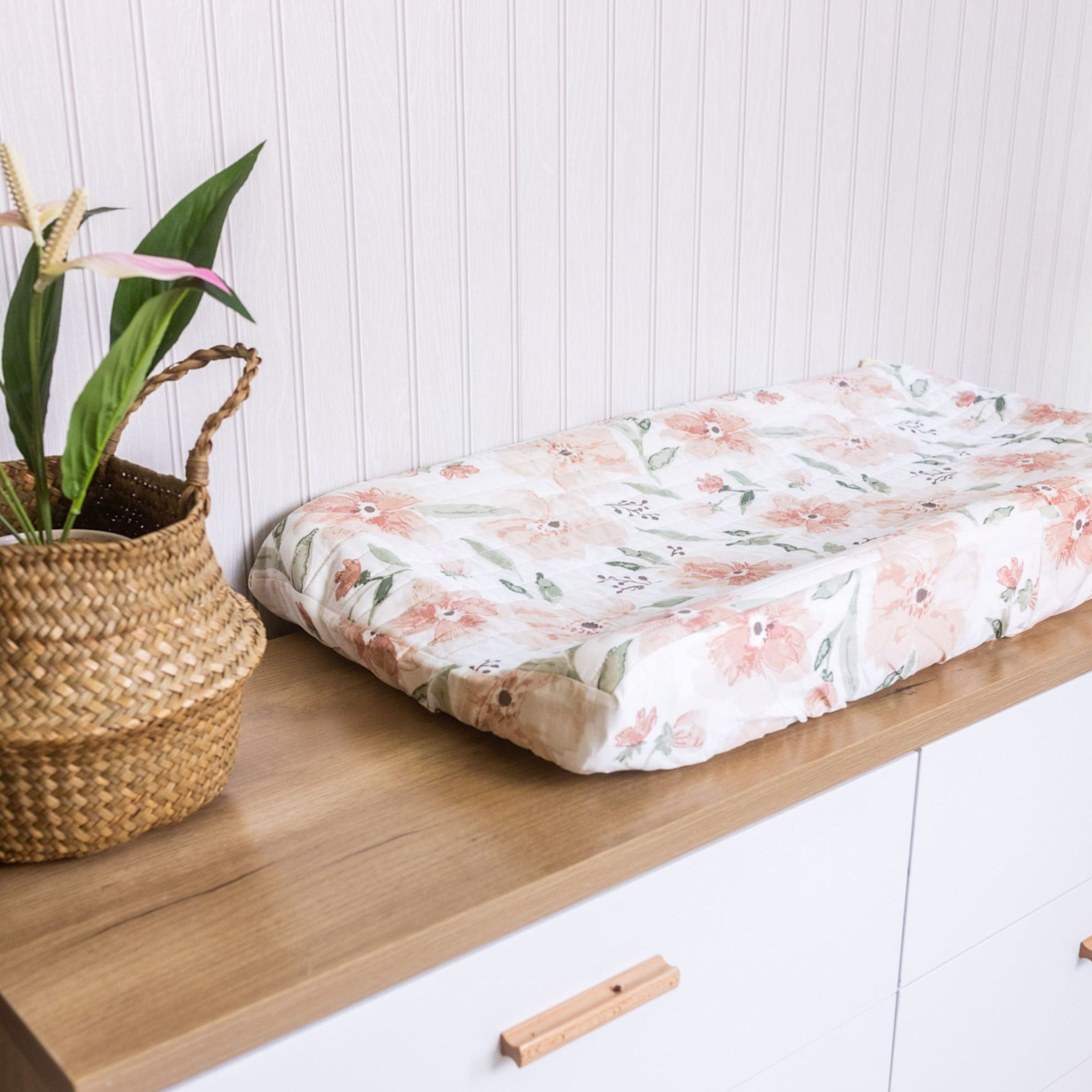 Crane Baby Cotton Quilted Change Pad Cover - Parker Floral.