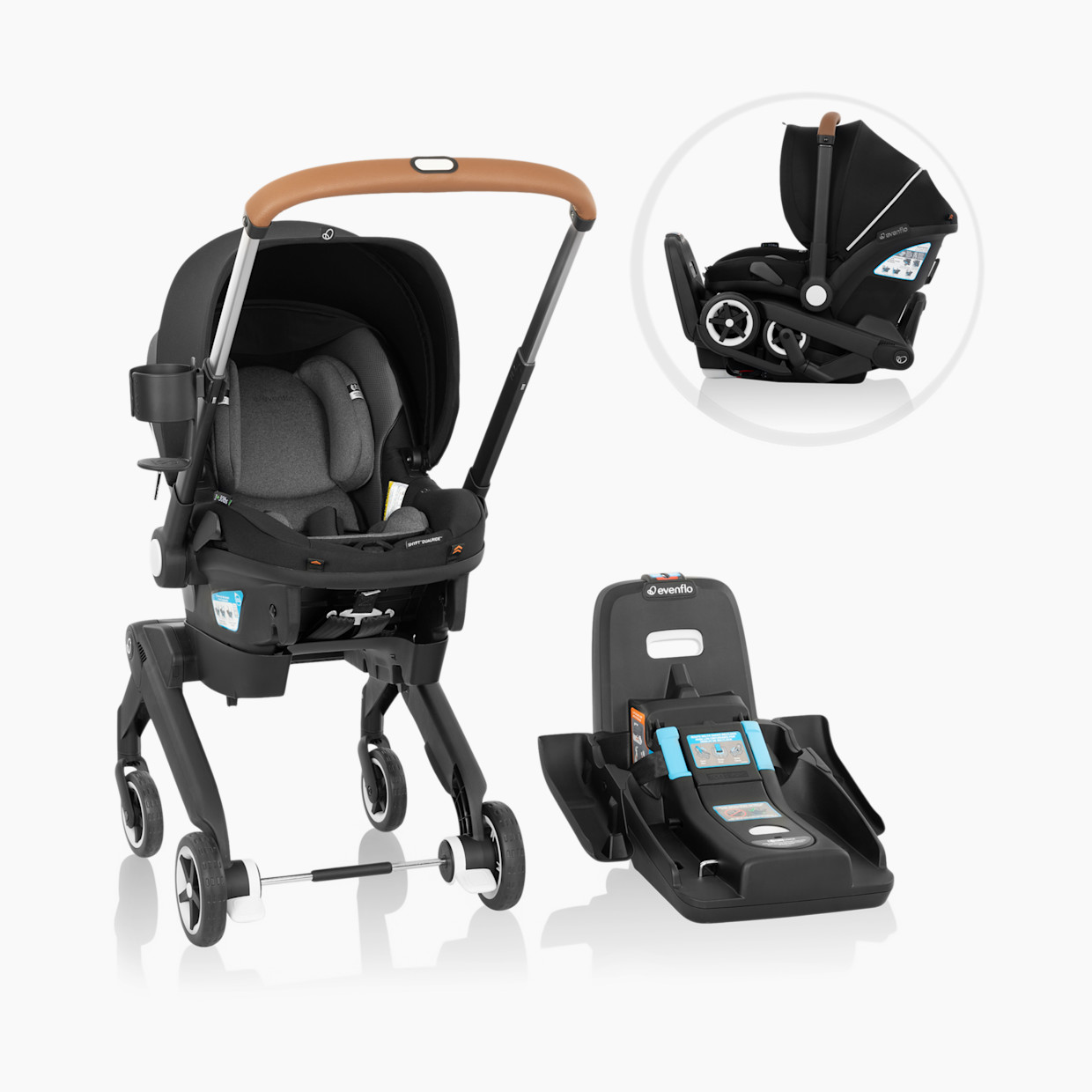 Evenflo Gold Shyft DualRide Infant Car Seat Stroller Combo w Carryall Storage & Extended Canopy - Moonstone.