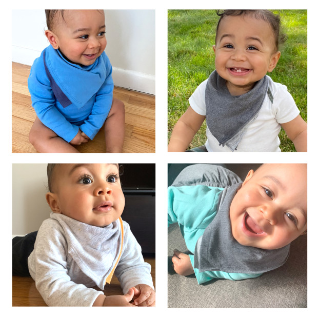 Honest Baby Clothing 10-Pack Organic Cotton Reversible Bandana Bib Burp Cloths - Blue Rainbow, Os.