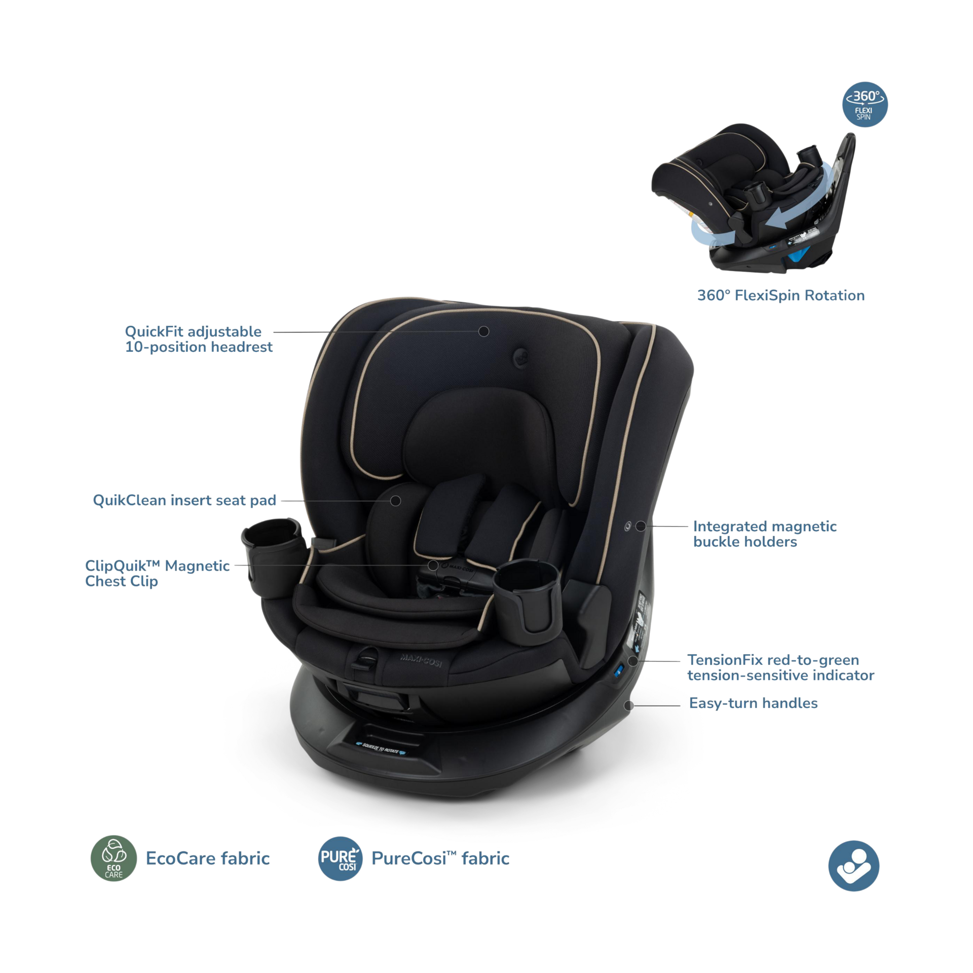 Maxi-Cosi Andi 360° Rotating All-in-One Convertible Car Seat.