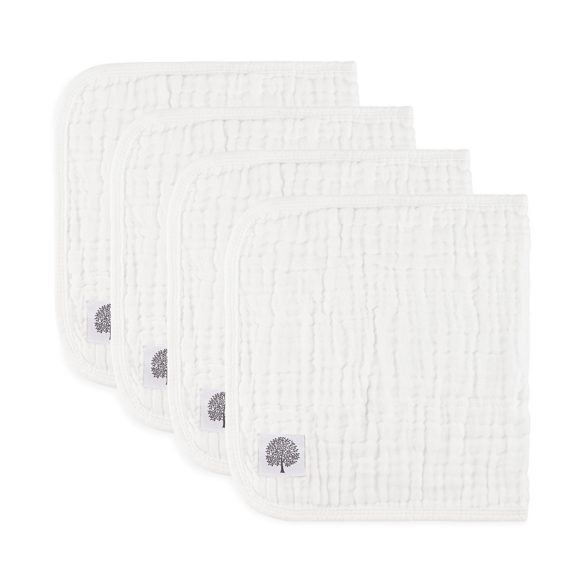 Parker Baby Co. Muslin Cotton Burp Cloths (4-Pack) - White Set.