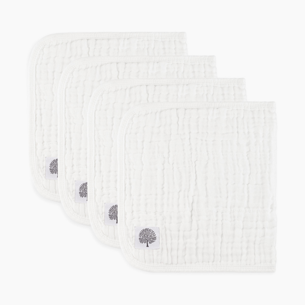 Parker Baby Co. Muslin Cotton Burp Cloths (4 Pack) - White Set.
