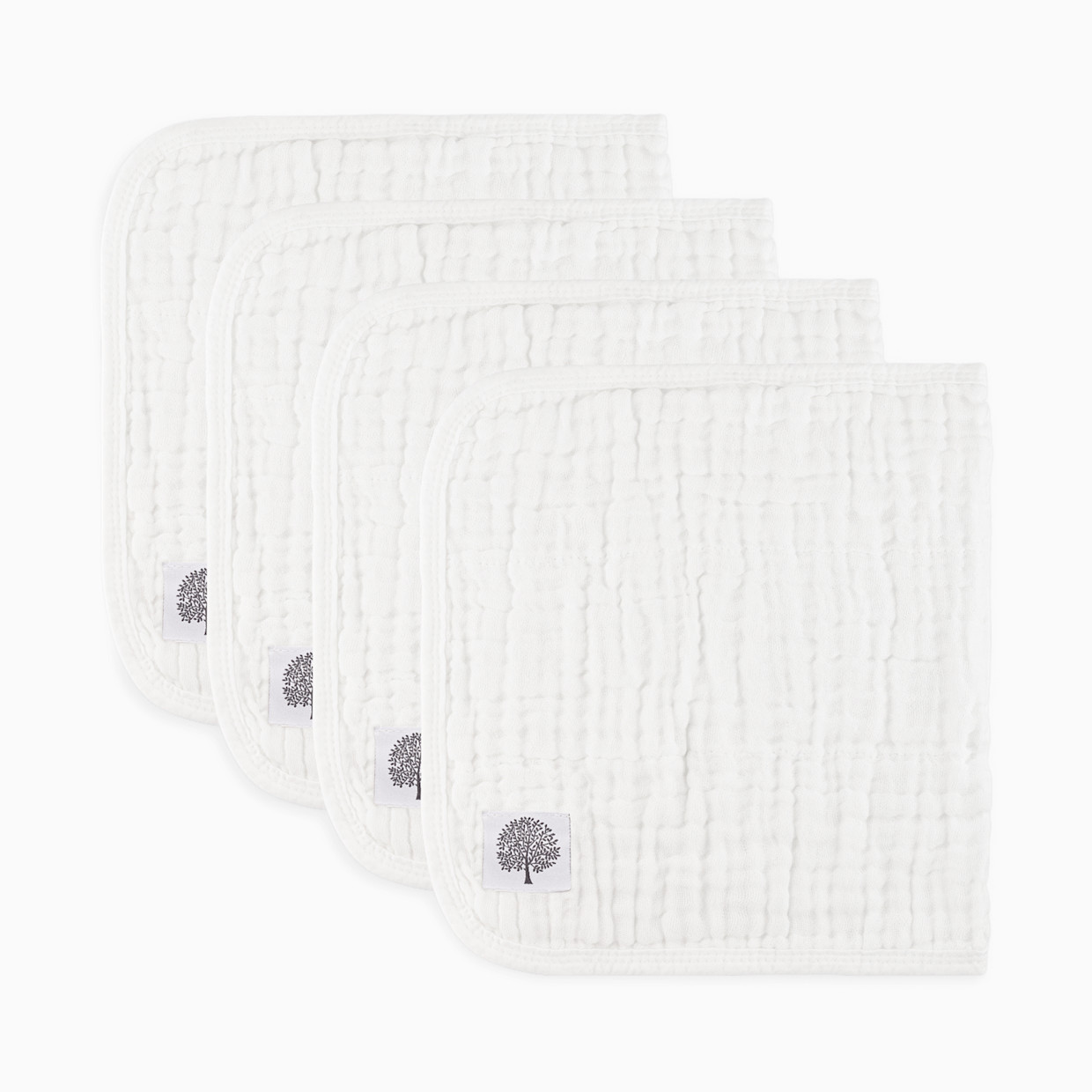 Parker Baby Co. Muslin Cotton Burp Cloths (4-Pack) - White Set.
