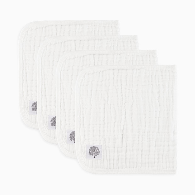 Parker Baby Co. Muslin Cotton Burp Cloths (4-Pack) - White Set.