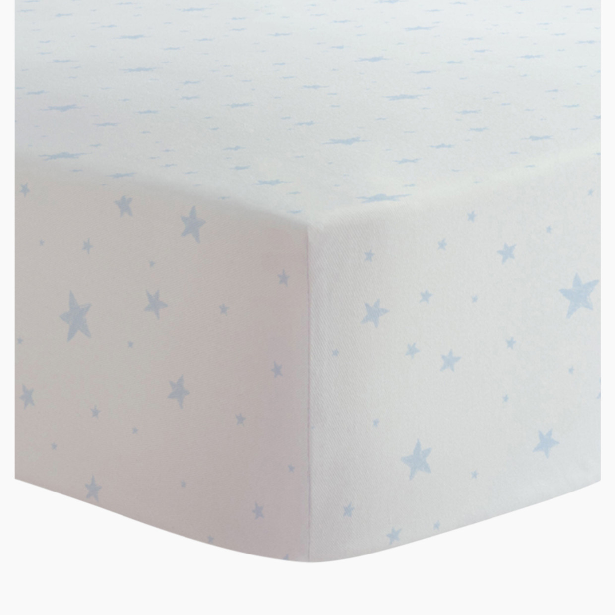 Kushies Cotton Flannel Bassinet Sheet - Blue Scribbe Stars.