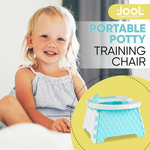 Jool Baby Collapsible Travel Potty Chair with Travel Bag & 30 Replacement Bags - Aqua.