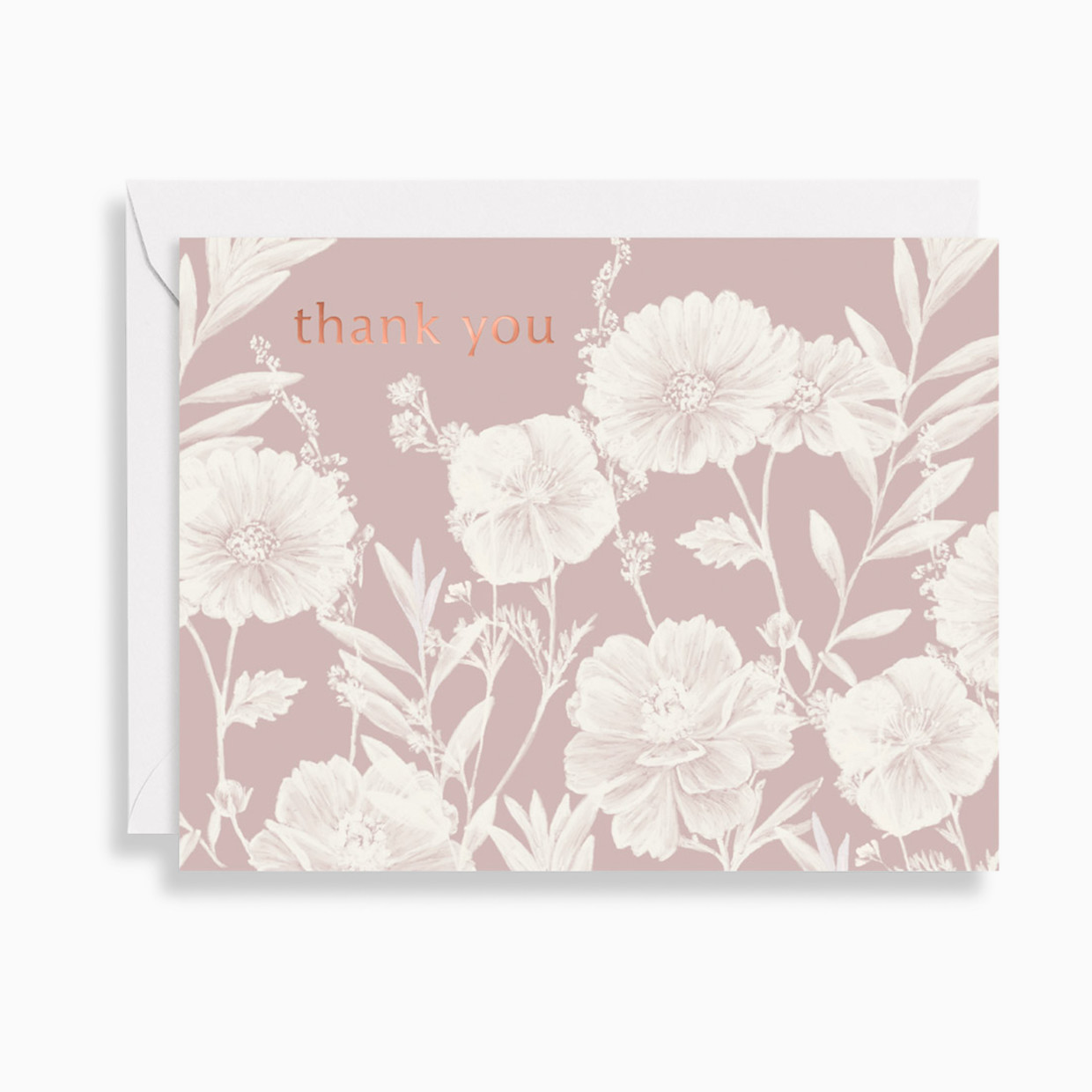 Paper Source Neutral Stripe Floral Thank You Card Set (10).
