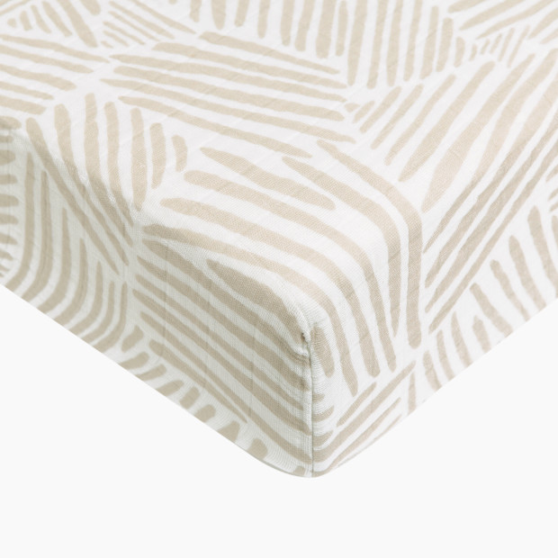 babyletto Crib Sheet in GOTS Certified Organic Muslin Cotton - Oat Stripe.