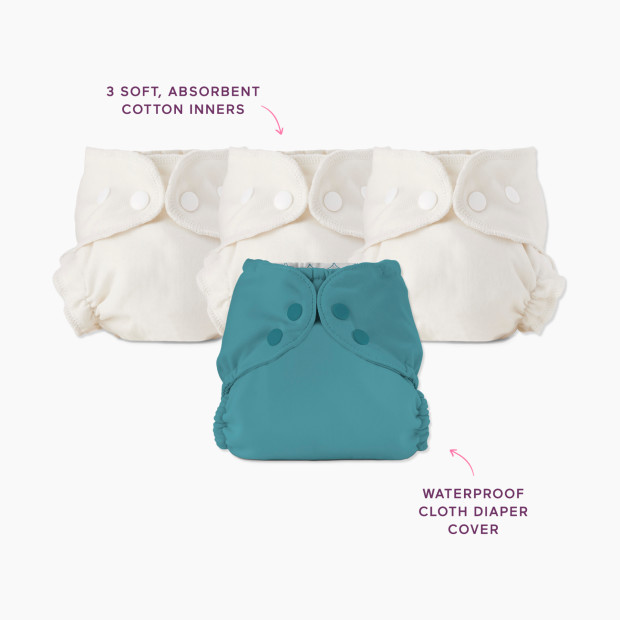Esembly Blowout Proof Cloth Diaper Bundle - Lagoon, Size 1 (7-17lbs).