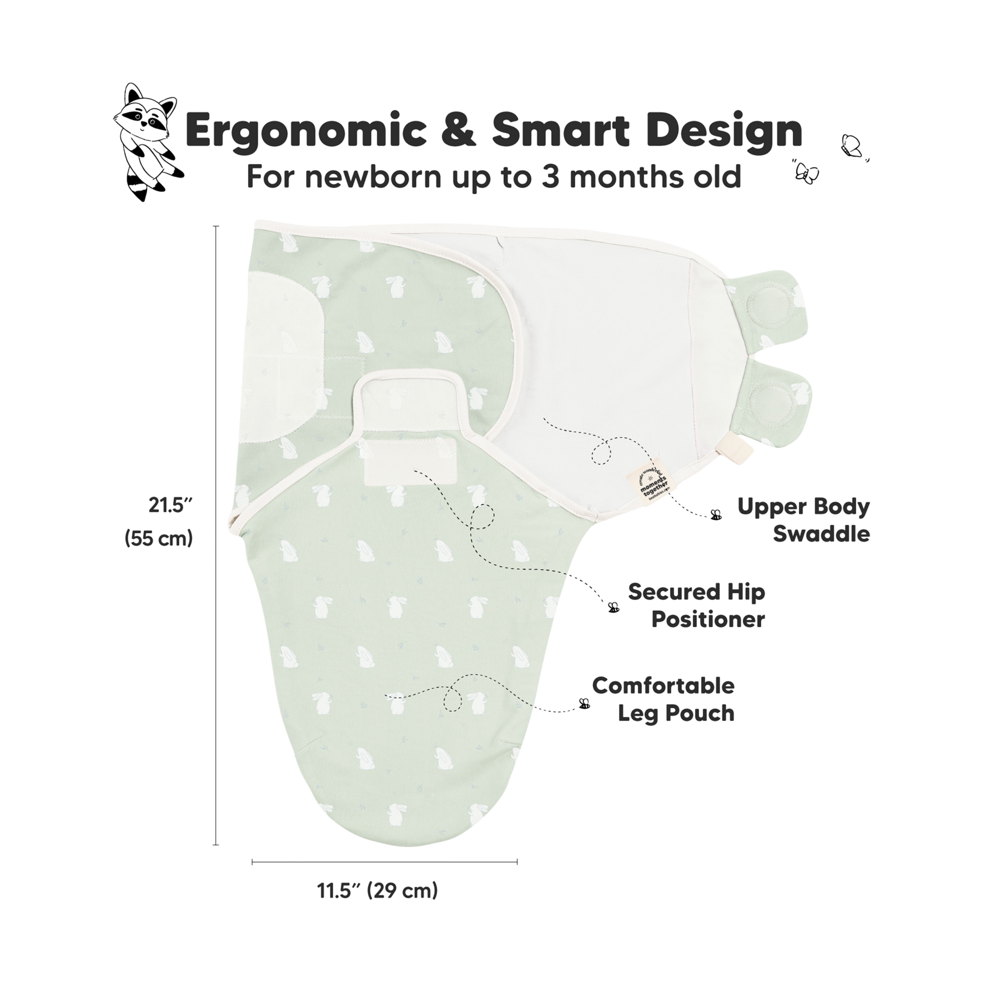 KeaBabies Soothe Swaddle Wraps (3 Pack) - Bunnies, One Size, 3.