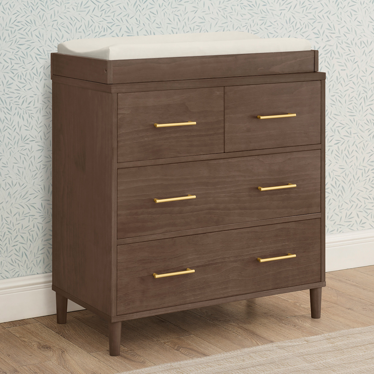 Delta Children Classic 4 Drawer Dresser With Changing Top - Teak Brown.