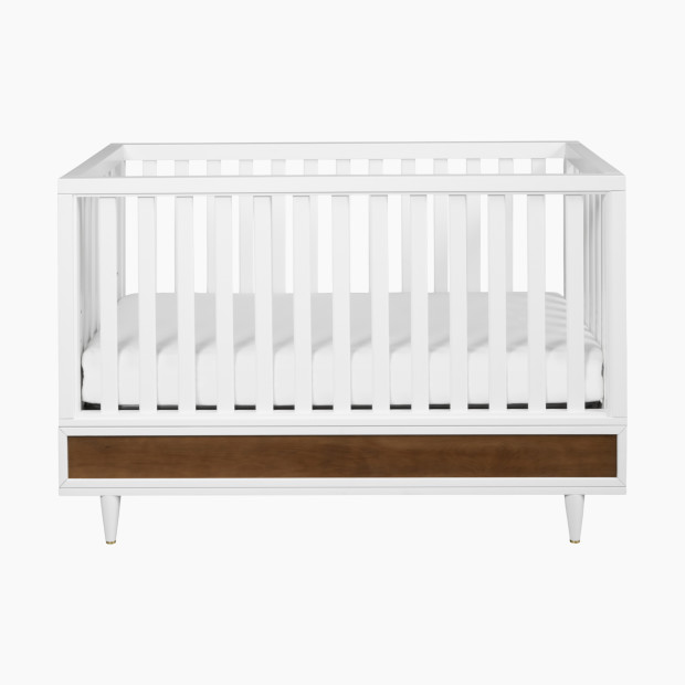 babyletto Eero 4-in-1 Convertible Crib with Toddler Bed Conversion Kit - White / Natural Walnut.