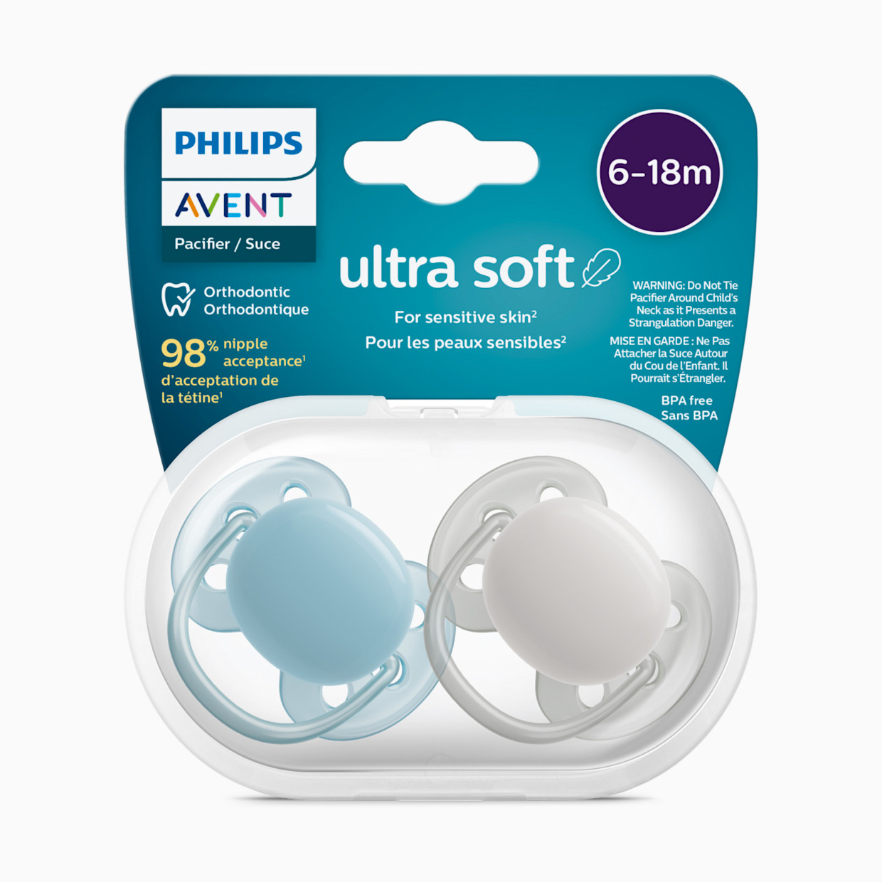Philips Avent Ultra Soft Pacifier, 6-18 Months (4 Pack) - Misty Dawn/Silk Beige, 4.