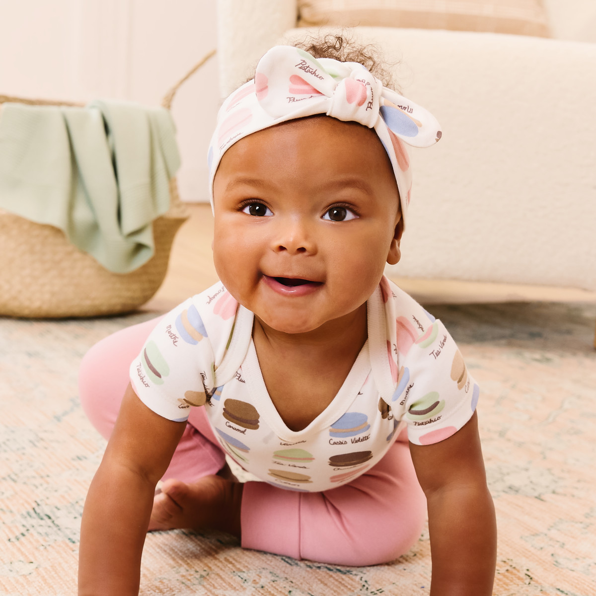 Tiny Kind 3 Piece Organic Outfit Set - Macaroons, 3-6 M.