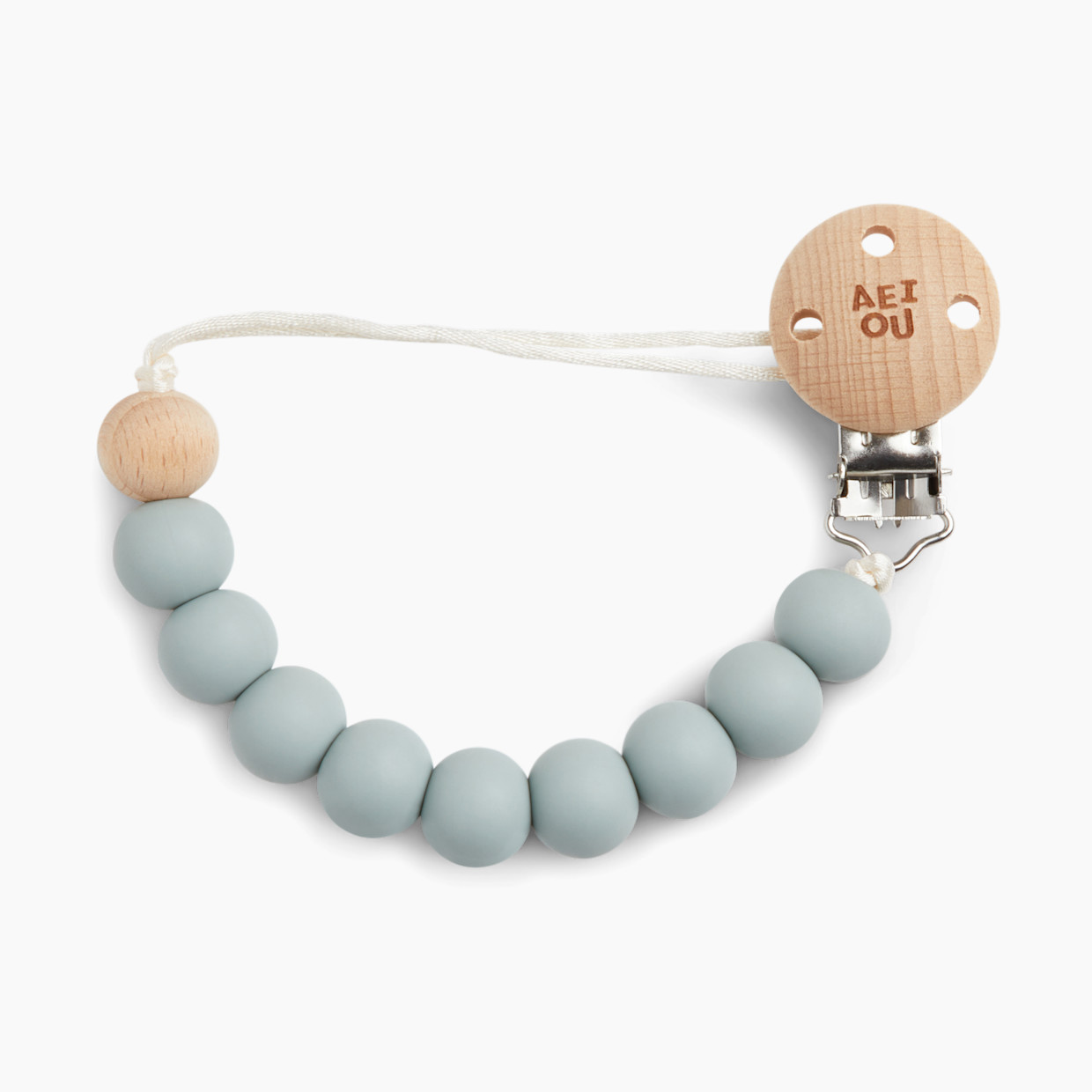 AEIOU Silicone Pacifier Clip - Sage.
