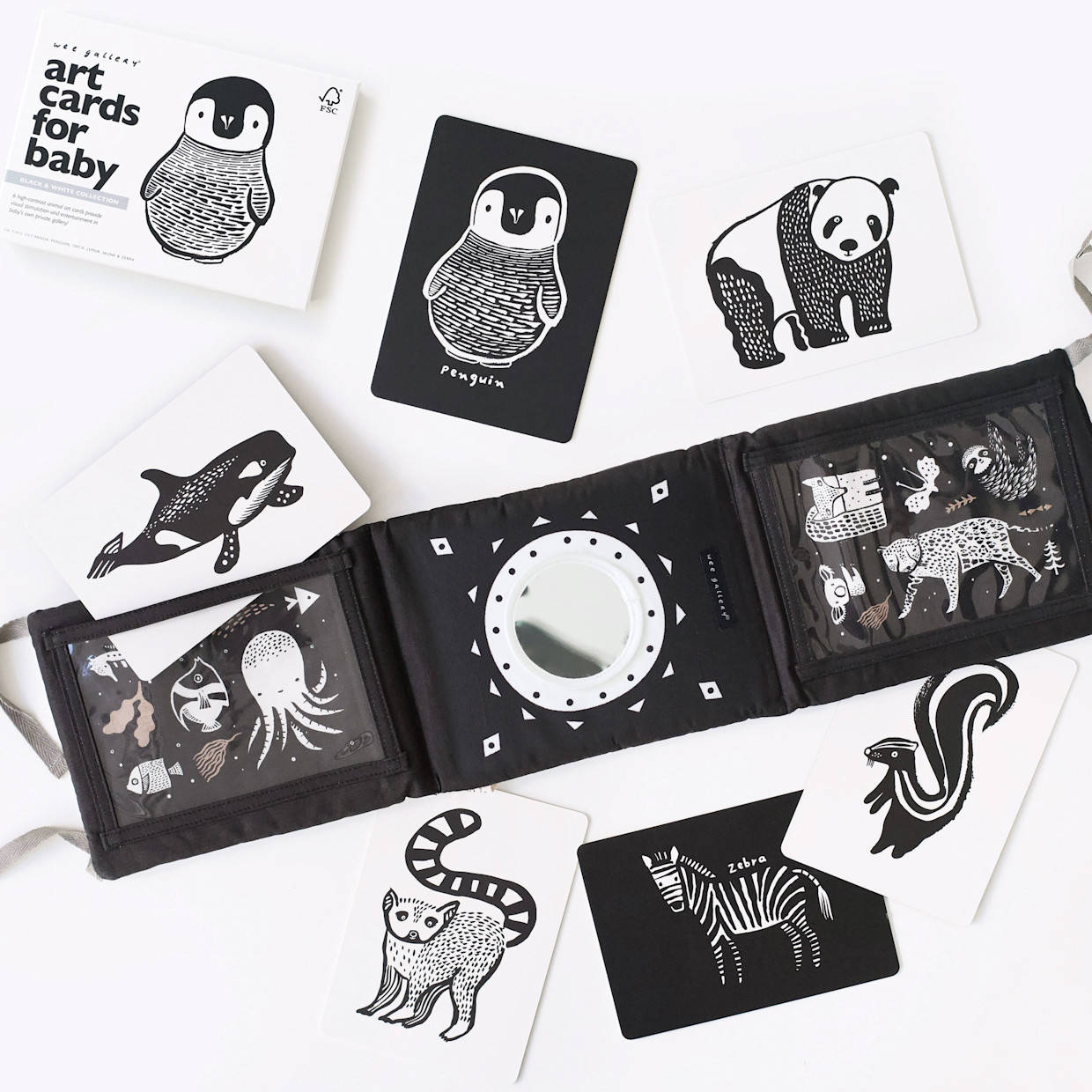 Wee Gallery Tummy Time Art Bundle with Gift Box - Black And White.