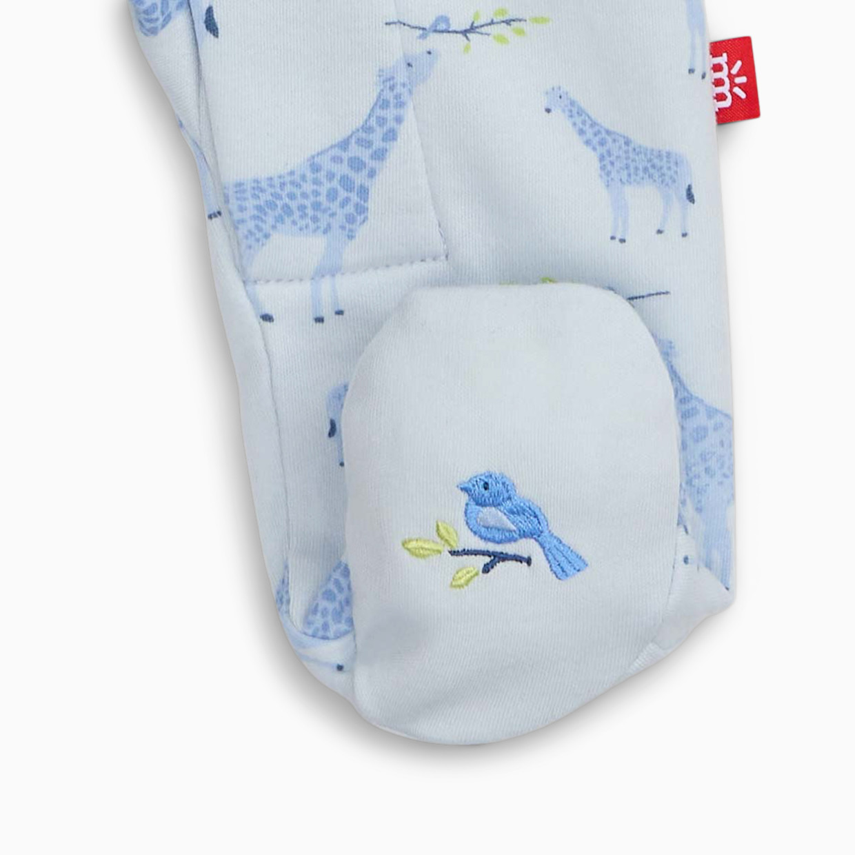 Magnetic Me Organic Cotton Footie - Blue Jolie Giraffe, Newborn.