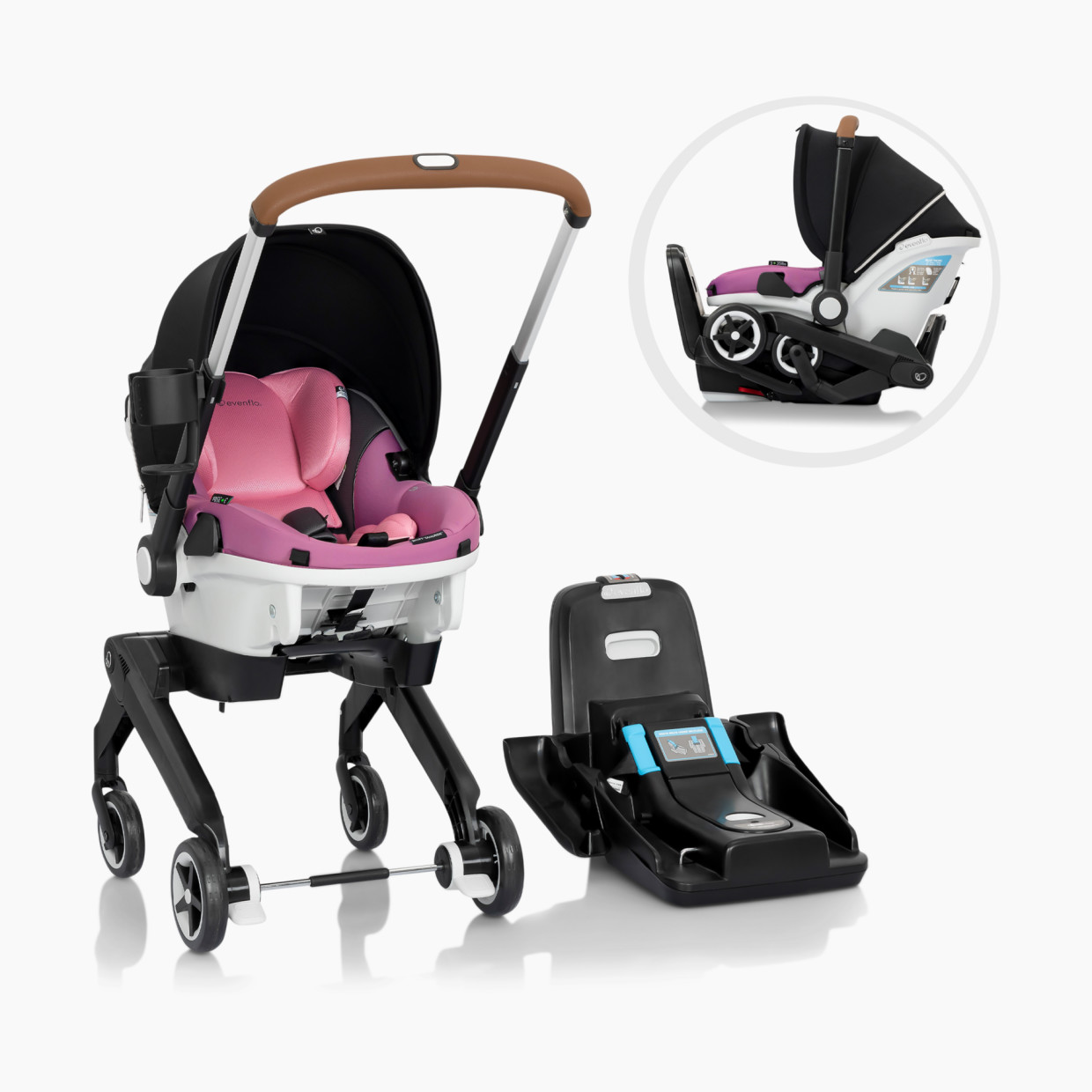 Evenflo Gold Shyft DualRide Infant Car Seat and Stroller Combo - Opal Pink.