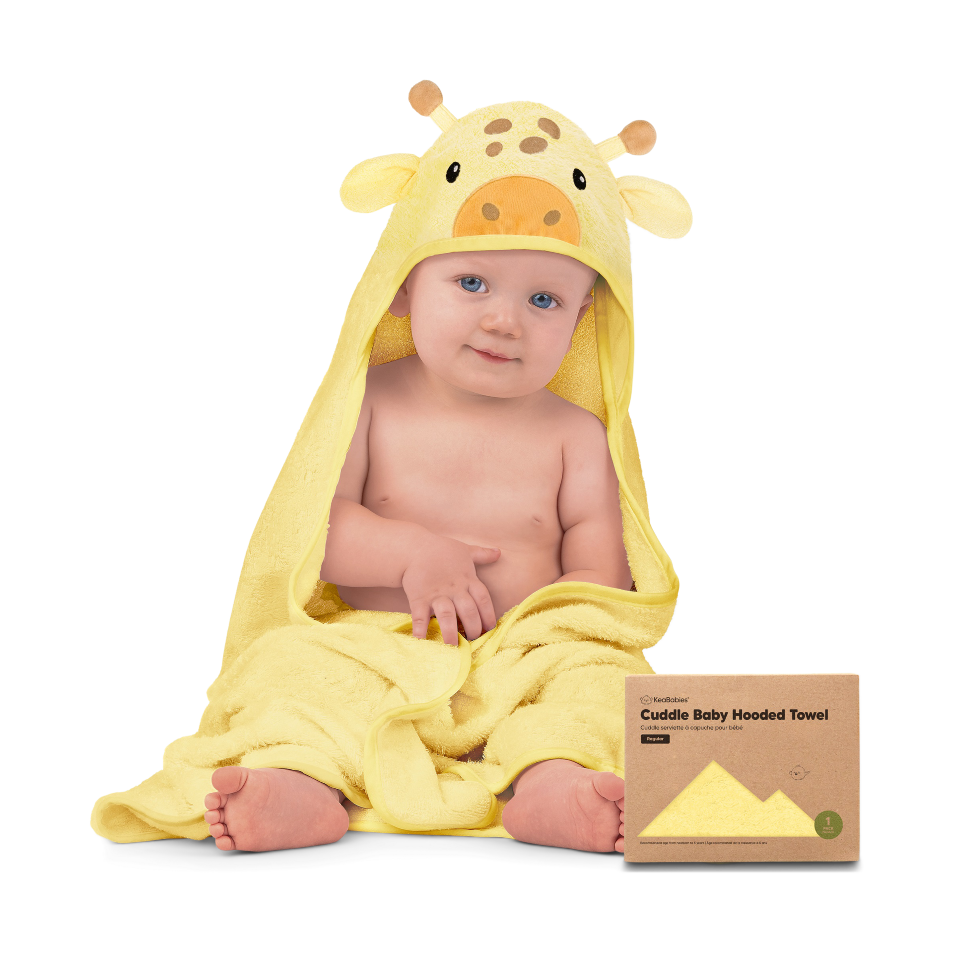 KeaBabies Hooded Baby Towel for Newborn - Viscose Derived from Bamboo Large Baby Bath Towels with Hood for Boys, Girls, Toddler, Extra Absorbent & Soft Newborn Bath Essentials (Giraffe, Regular)