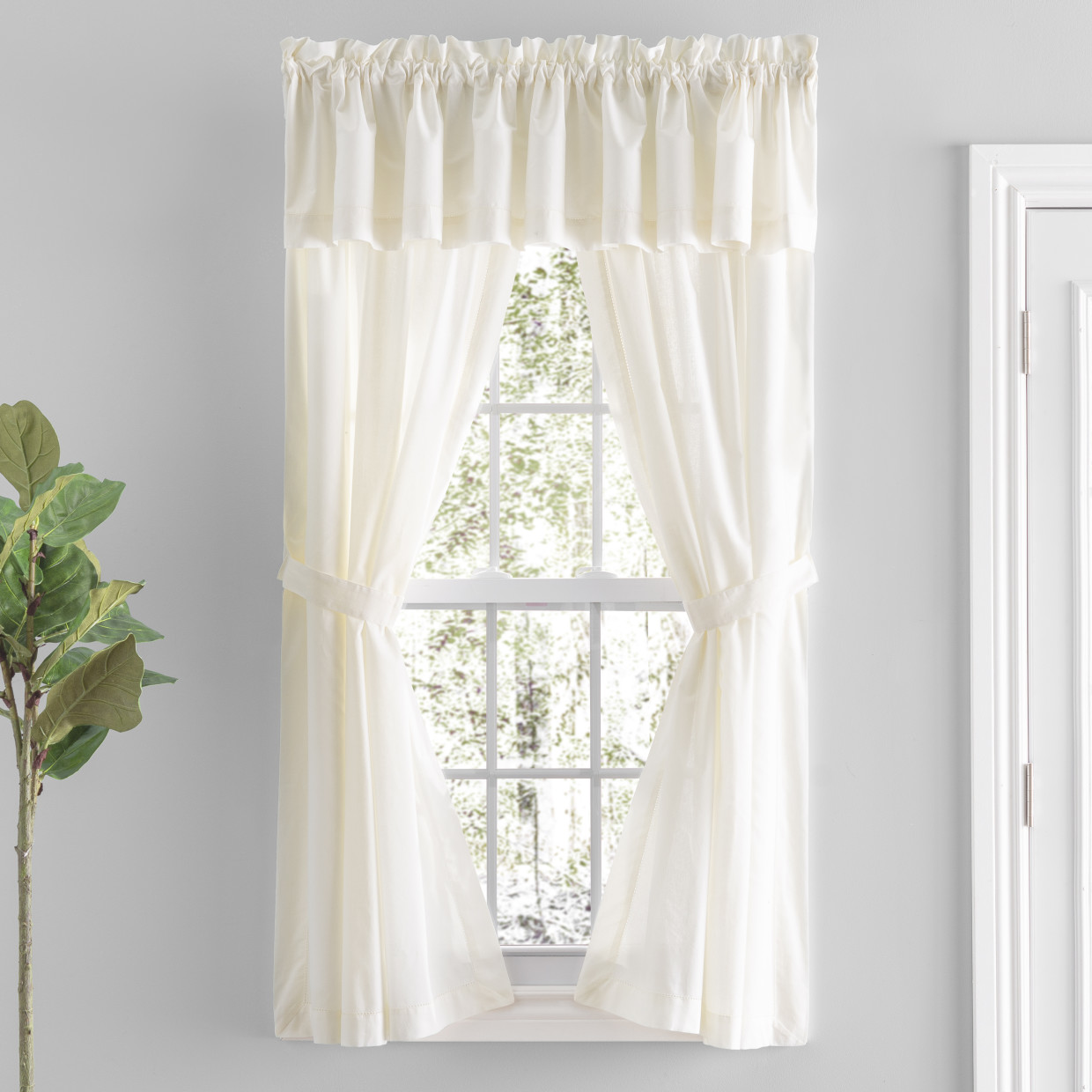 Ricardo Trading Simplicity Tailored Valance - Natural, 80"W X 13"L, 1.