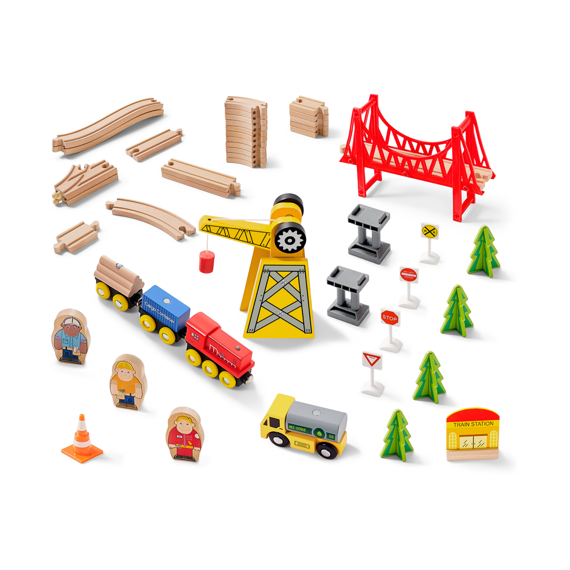 Tiny Land Wooden Track Trains 55 Pcs.