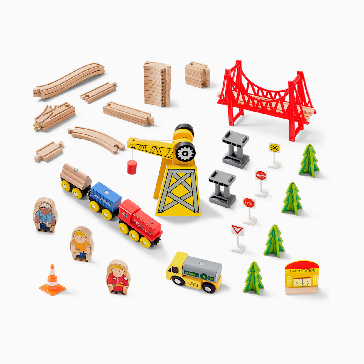 Tiny Land Wooden Track Trains 55 Pcs.