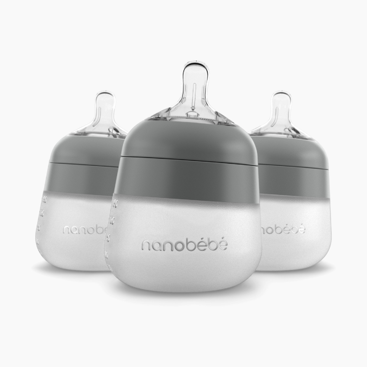 Nanobebe Flexy Silicone Baby Bottle - Gray, 5 Oz, 3.