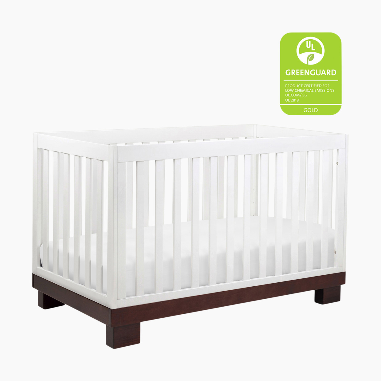 babyletto Modo 3-in-1 Convertible Crib with Toddler Bed Conversion Kit - Espresso / White.