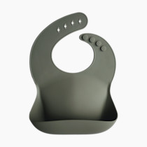 mushie Silicone Baby Bib | Adjustable Fit Waterproof Bibs (Silver Sage)