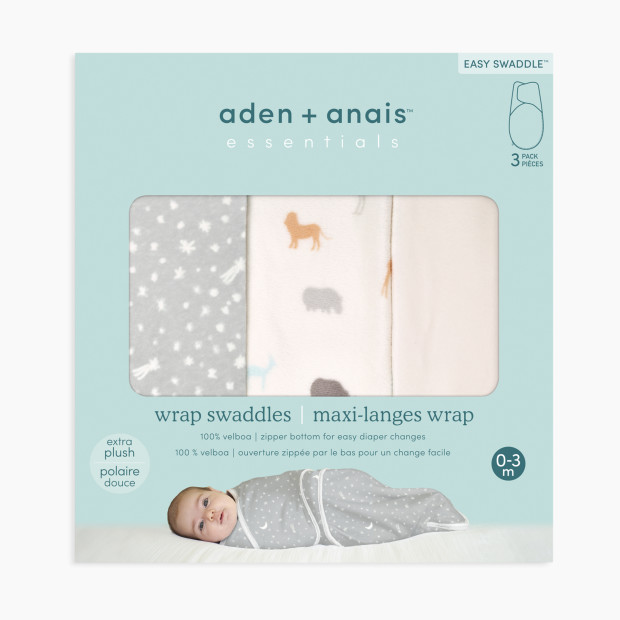 Aden + Anais Essentials Wrap Swaddles Minky (3 Pack) - Wild Prairie, 0-3 Months.