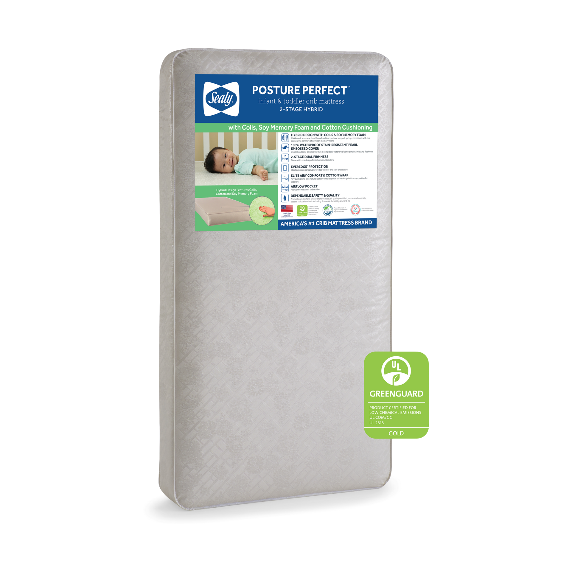 Sealy Posture Perfect 2 Stage Crib And Toddler Mattress White Windsor Pearl Babylist Shop