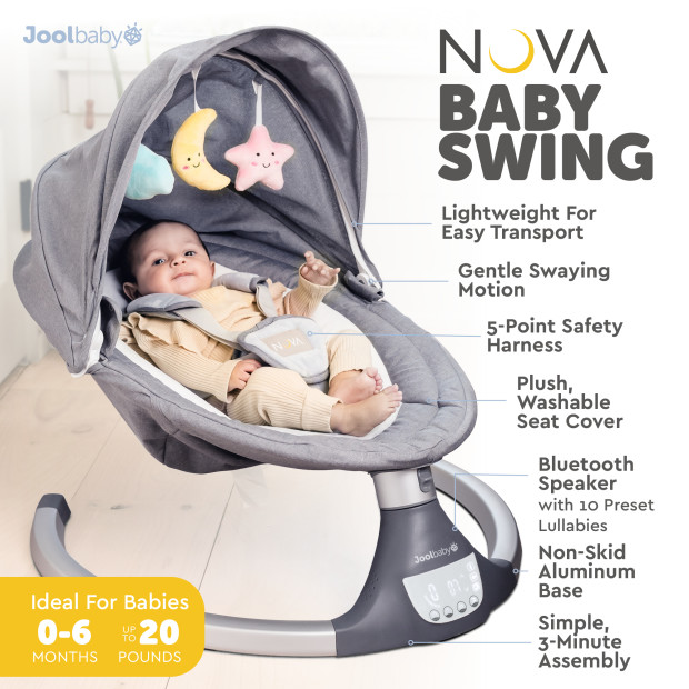 Jool Baby Nova Baby Swing Gray/White - Gray/White.