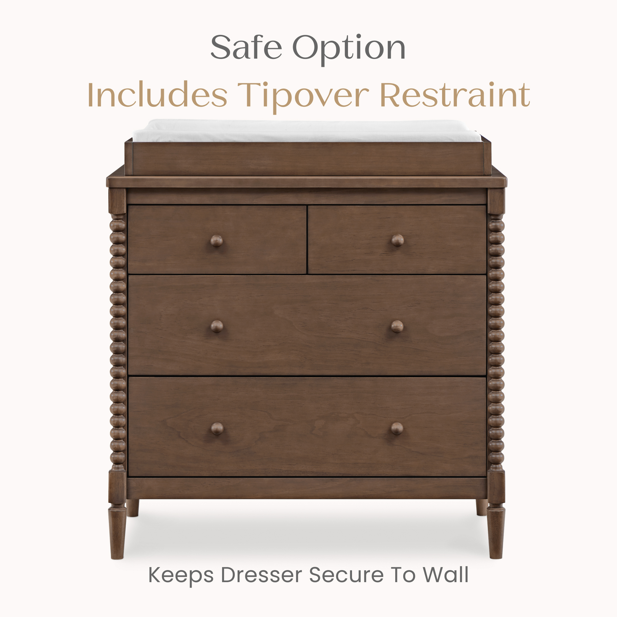Delta Children Saint 4 Drawer Dresser with Changing Top - Teak Brown.