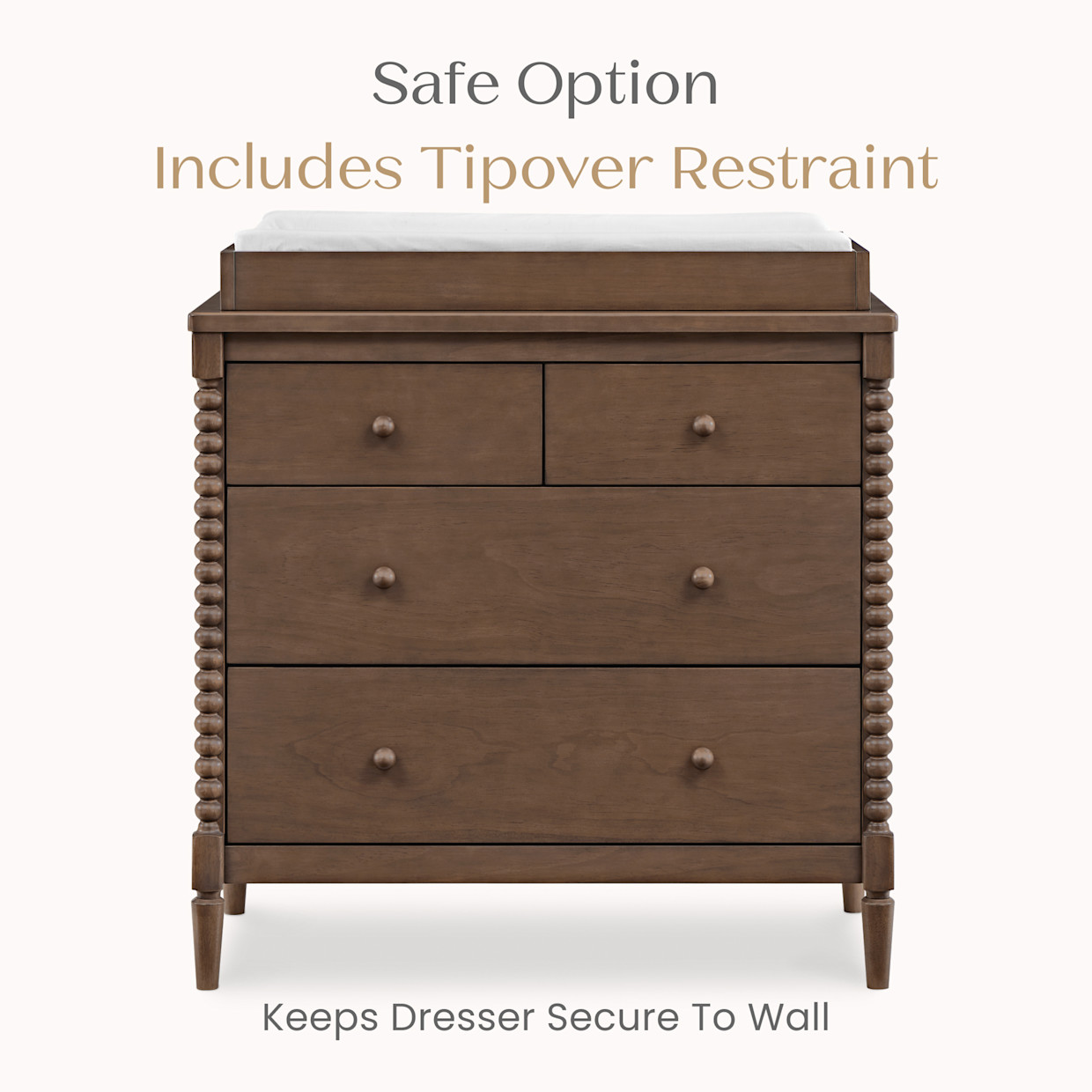 Delta Children Saint 4 Drawer Dresser with Changing Top - Teak Brown.