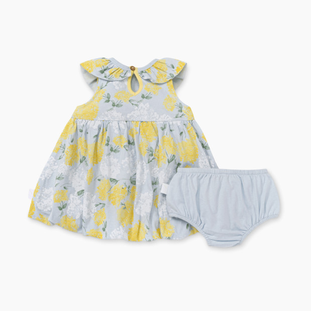 Burt's Bees Baby Hydrangea Bubble Dress & Diaper Cover Set, 100% Organic Cotton - Hydrangea, 3-6 Months.