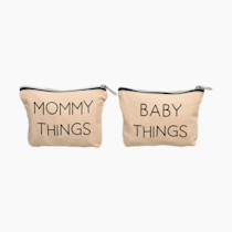 Pearhead Mommy and Baby Things Pouch Set – Canvas Zipper Organizer Bags for Diaper Bag, Travel, Hospital or Nursery Essentials, New Mom Gift