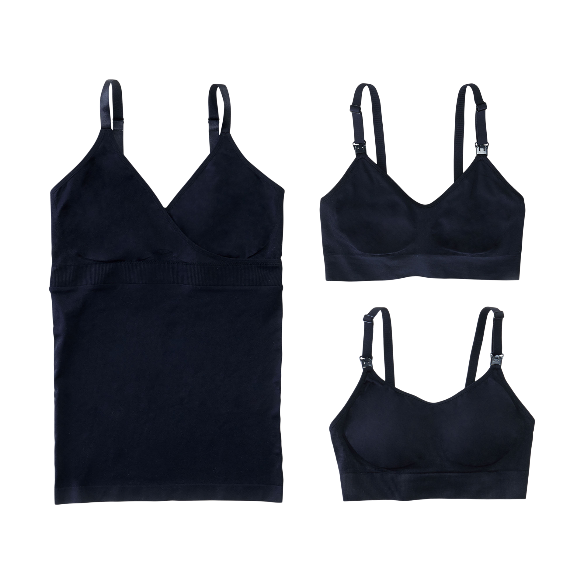 Ingrid and Isabel Nursing Bra + Pumping Bra + Cami Bundle - Black, S.
