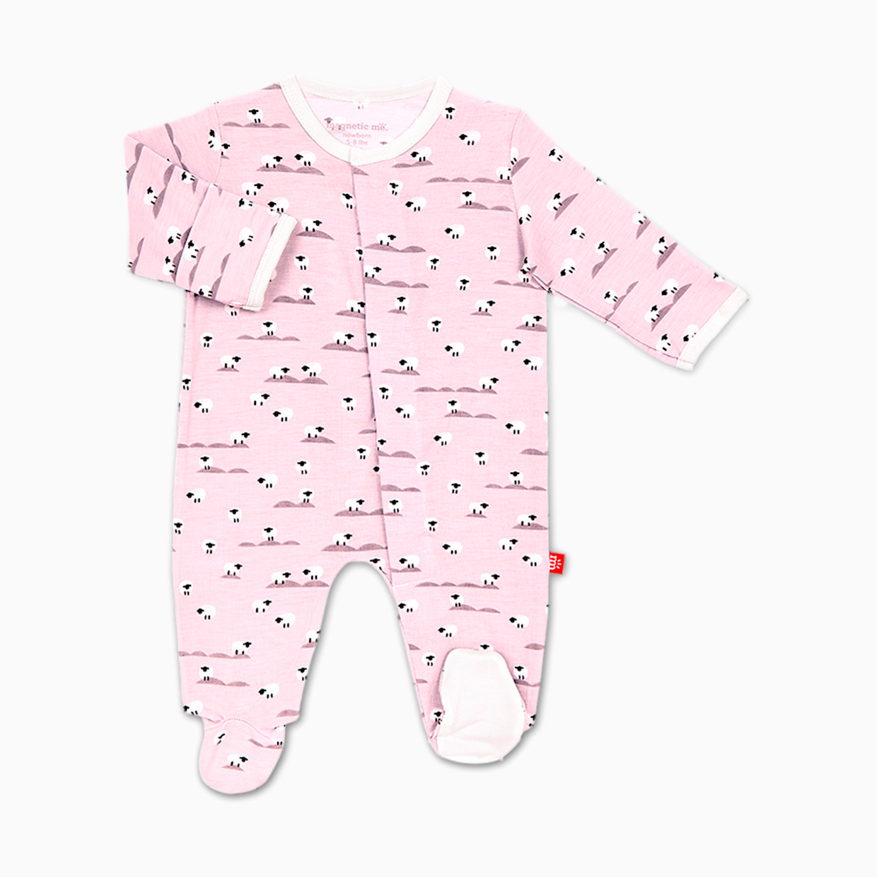 Magnetic Me Baa Baa Baby Modal Footie - Pastel Pink Baa Baa Baby, 3-6 M.
